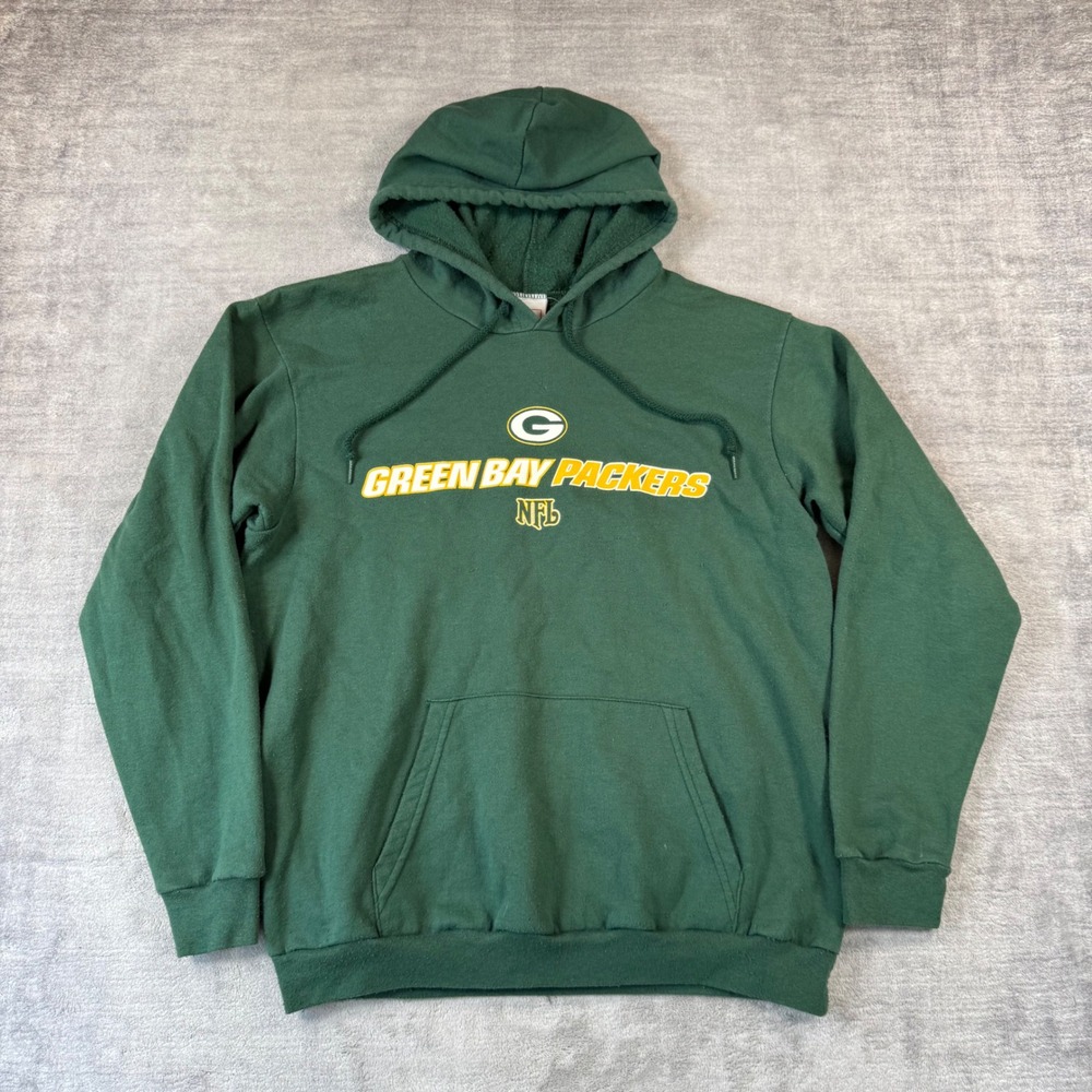 Green Bay Packers Hoodie Mens Medium Green Vintage Y2K NFL Football Sweatshirt